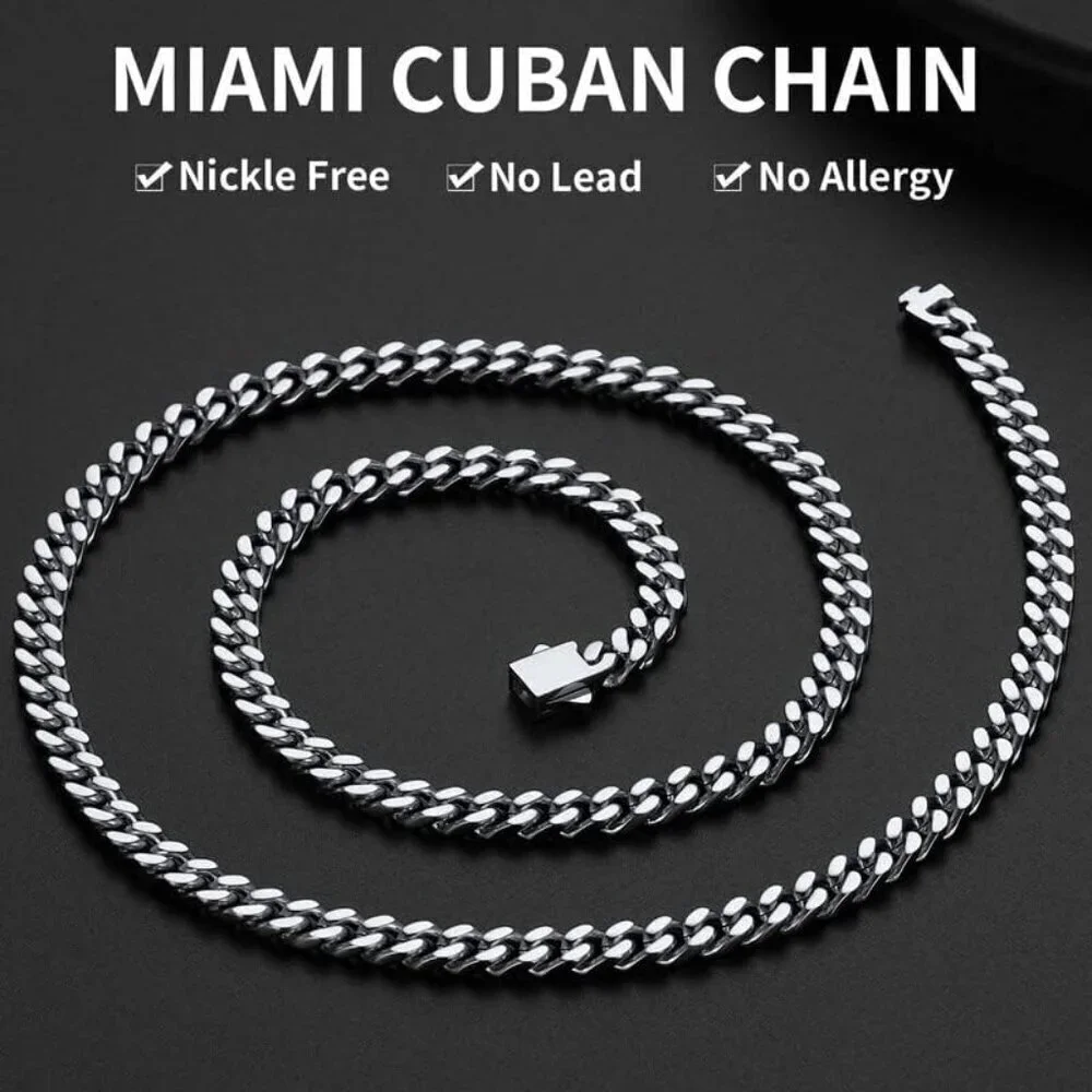Men's 5mm Width Steel Silver 18K Gold Plated Cuban Durable Hip Hop Chain Jewelry